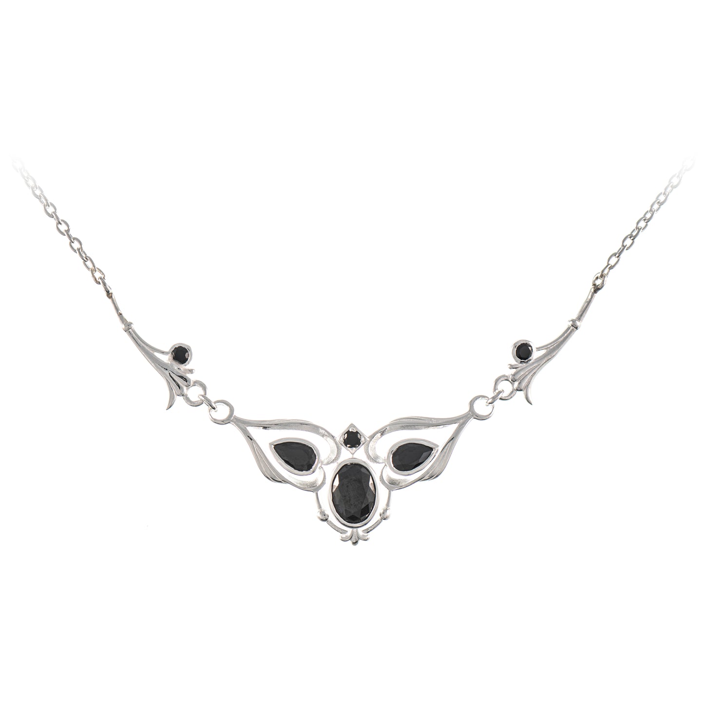 Collier 925 Silber Zirkonia schwarz