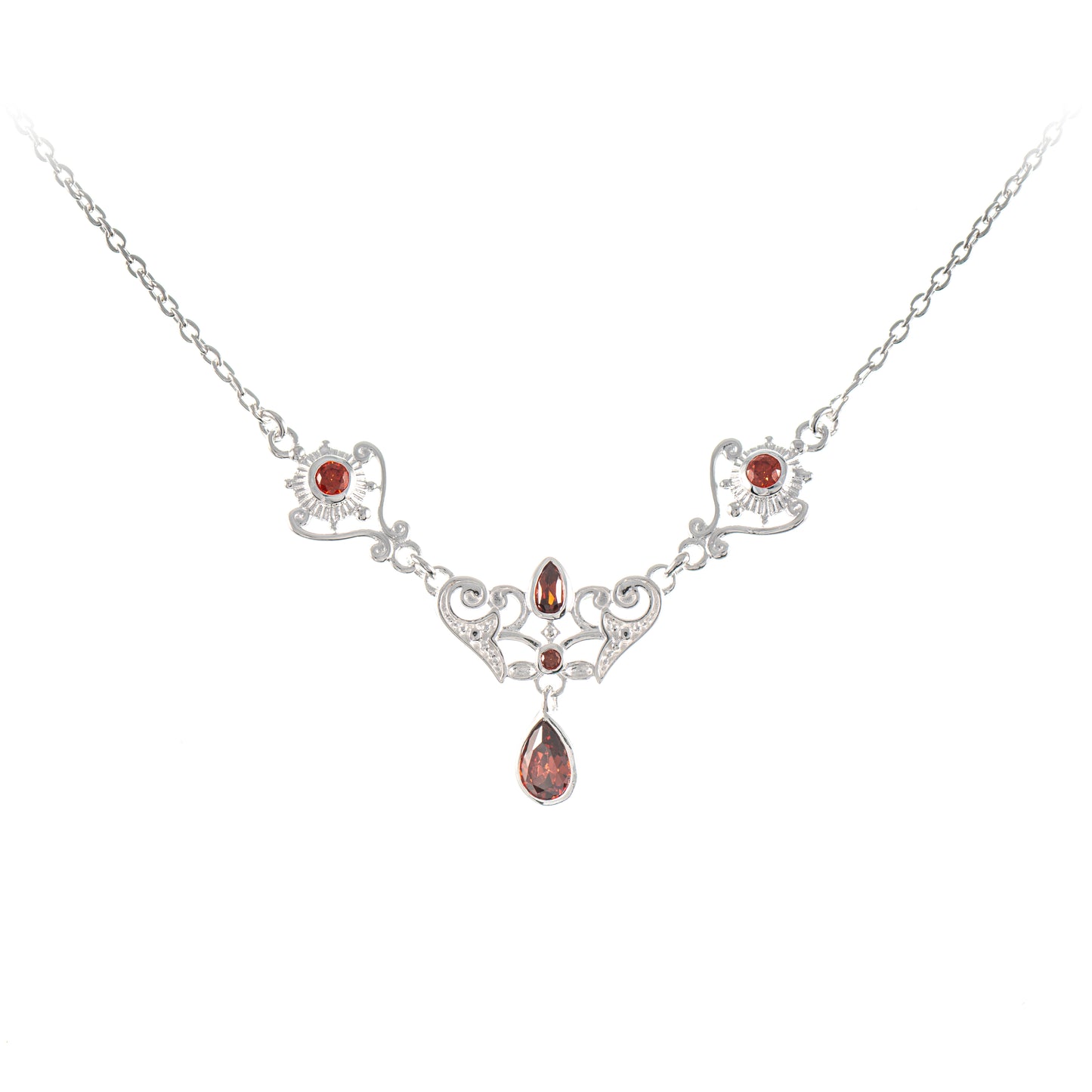 Collier 925 Silber Zirkonia rot