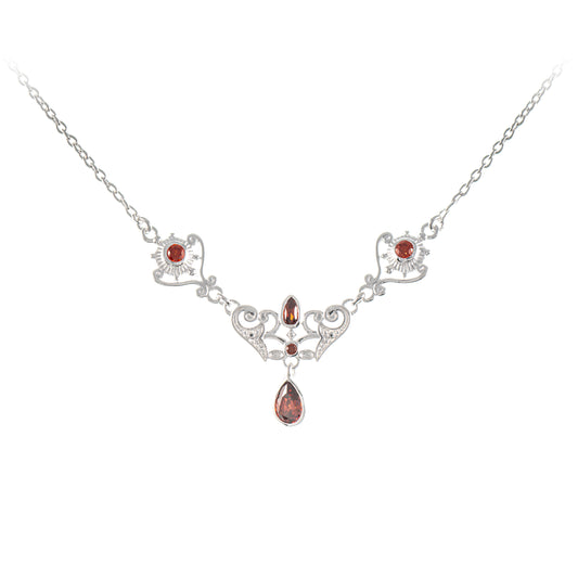 Collier 925 Silber Zirkonia rot