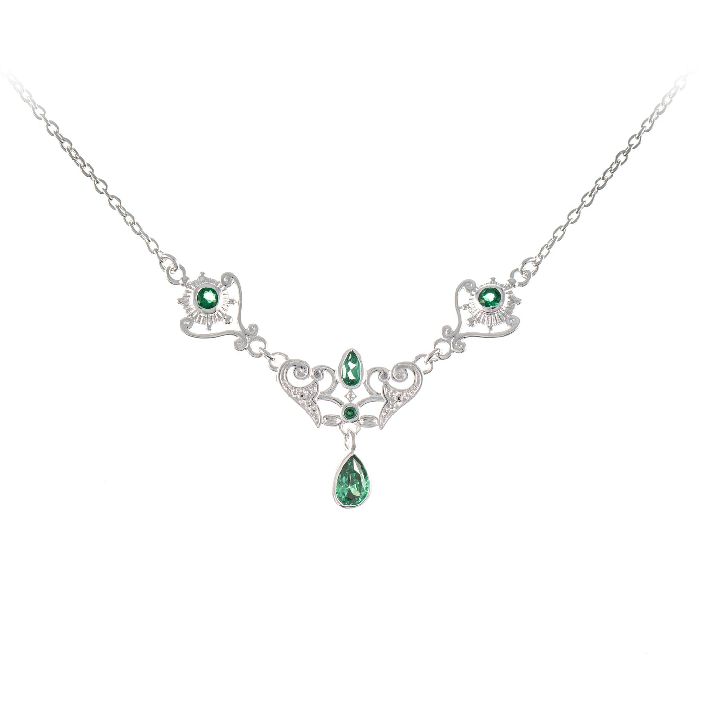 Collier 925 Silber Zirkonia gruen