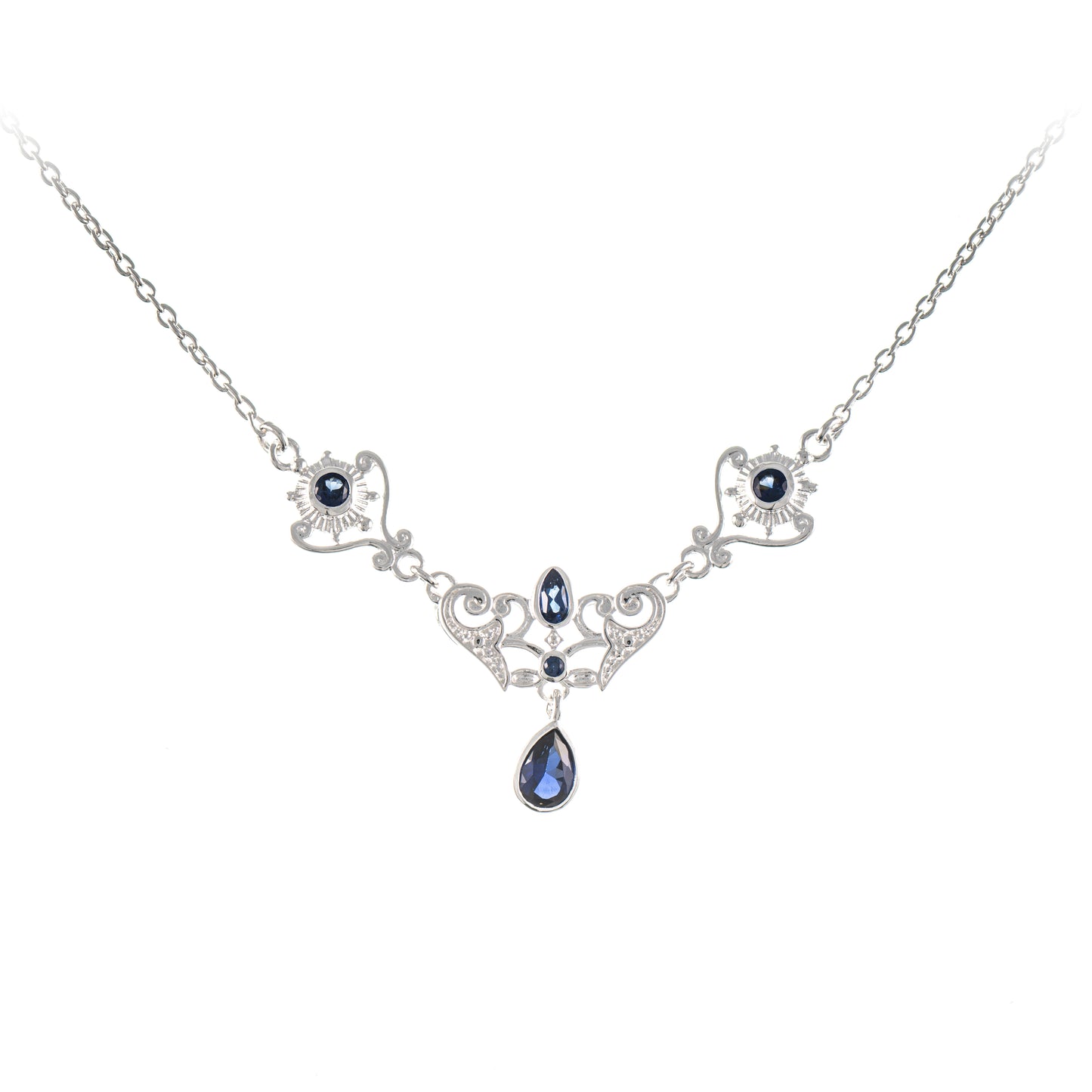 Collier 925 Silber Zirkonia blau