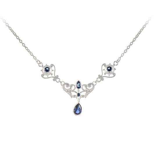 Collier 925 Silber Zirkonia blau