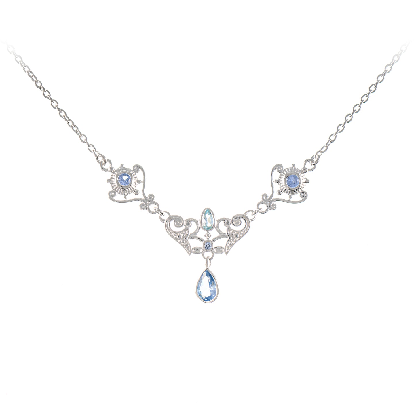 Collier 925 Silber Zirkonia hellblau