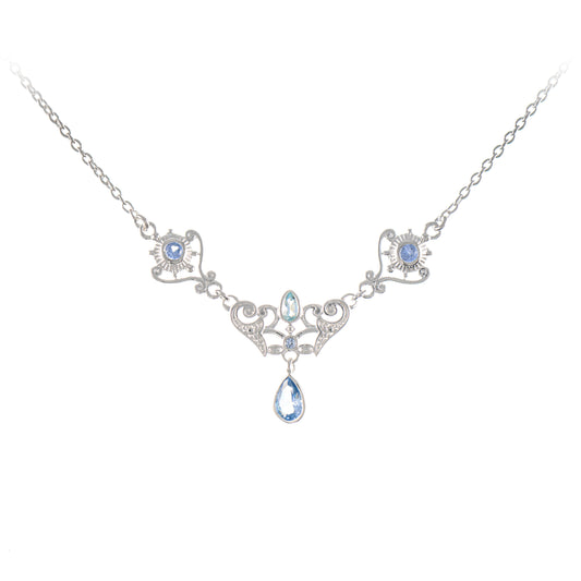 Collier 925 Silber Zirkonia hellblau