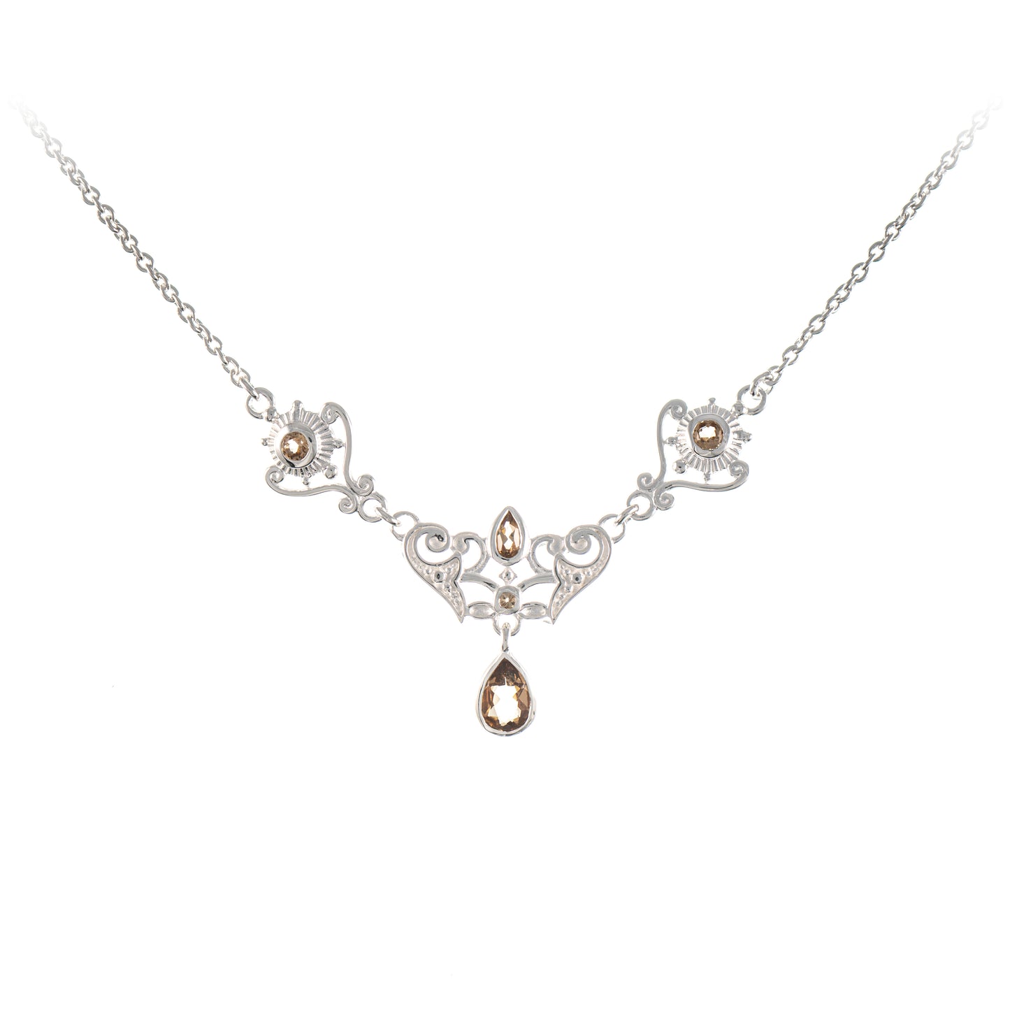 Collier 925 Silber Zirkonia cognac