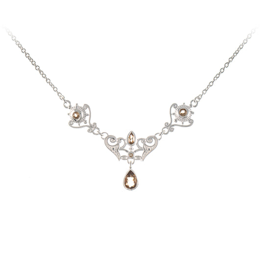 Collier 925 Silber Zirkonia cognac
