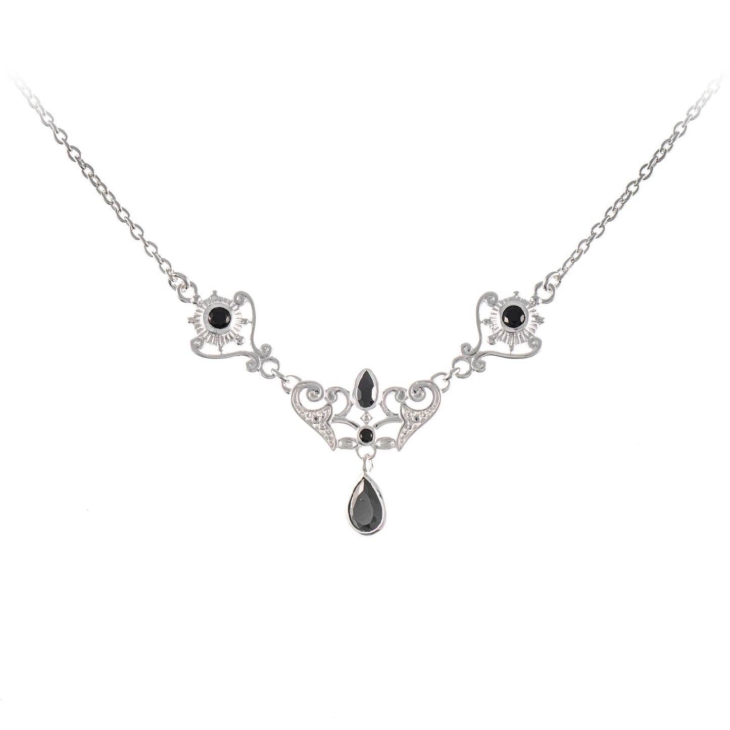 Collier 925 Silber Zirkonia schwarz