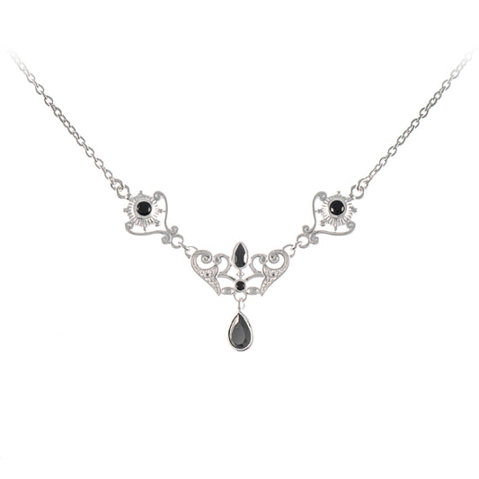 Collier 925 Silber Zirkonia schwarz