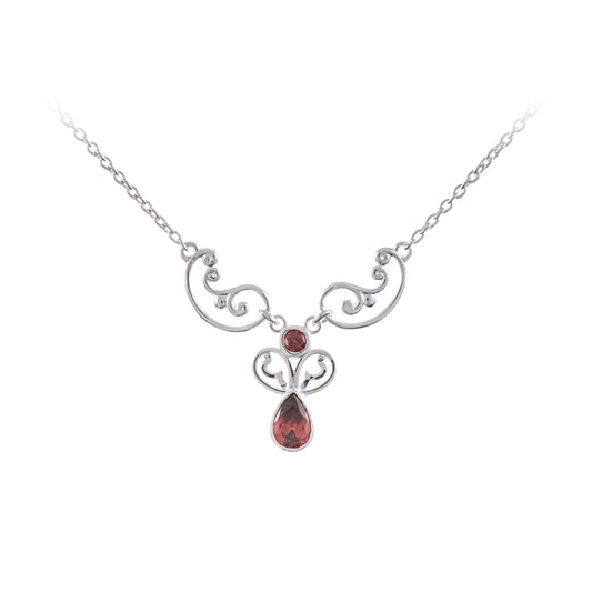 Collier 925 Silber Zirkonia rot