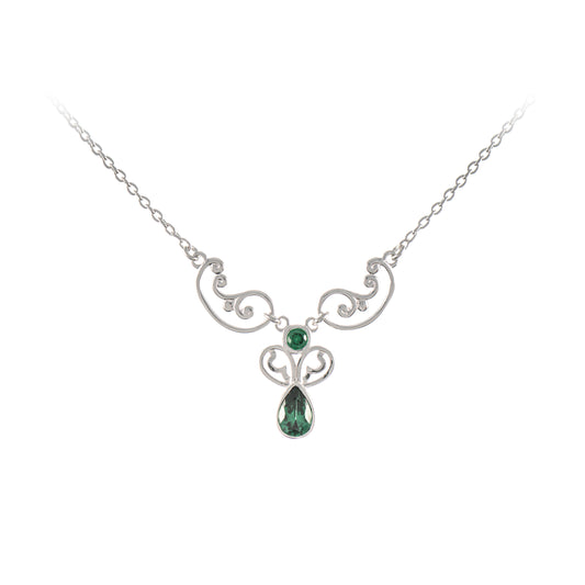 Collier 925 Silber Zirkonia gruen