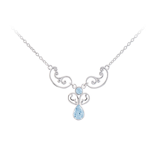Collier 925 Silber Zirkonia hellblau