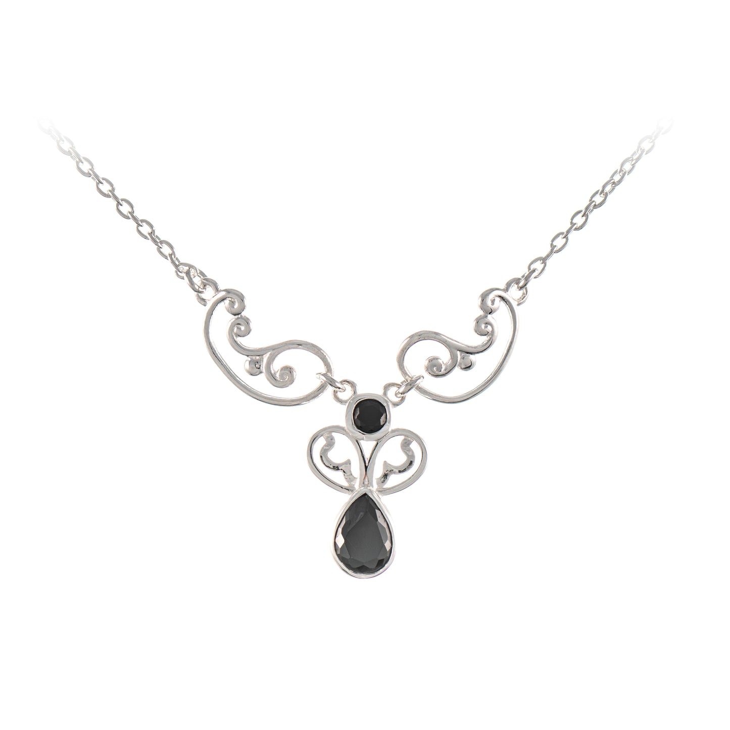 Collier 925 Silber Zirkonia schwarz