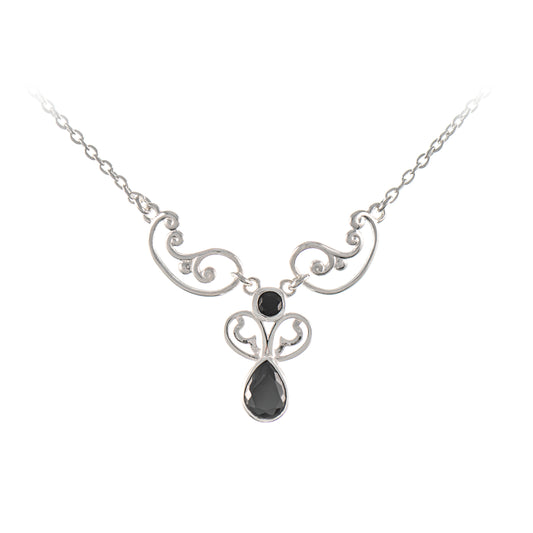 Collier 925 Silber Zirkonia schwarz