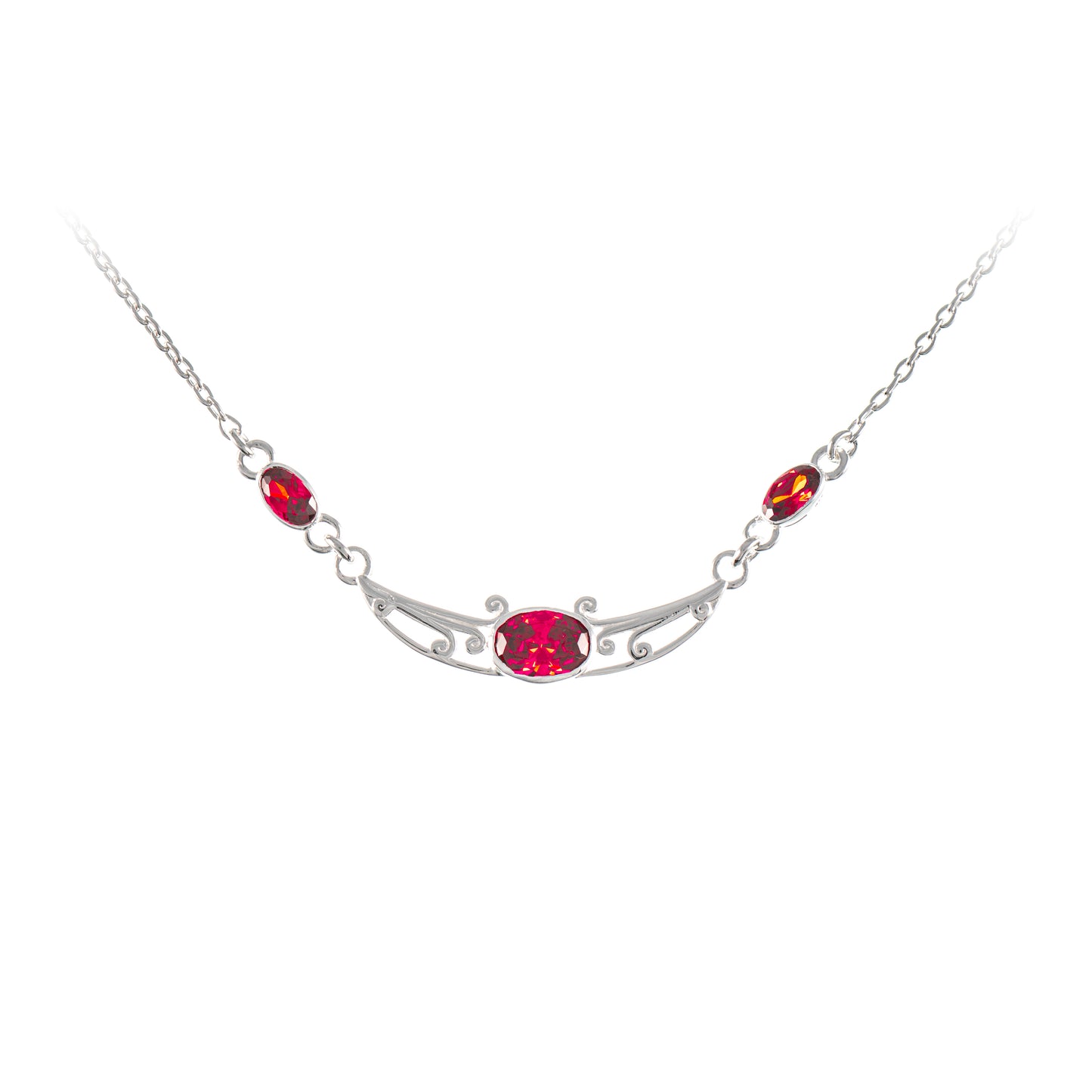 Collier 925 Silber Zirkonia rot