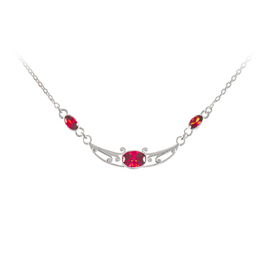 Collier 925 Silber Zirkonia rot