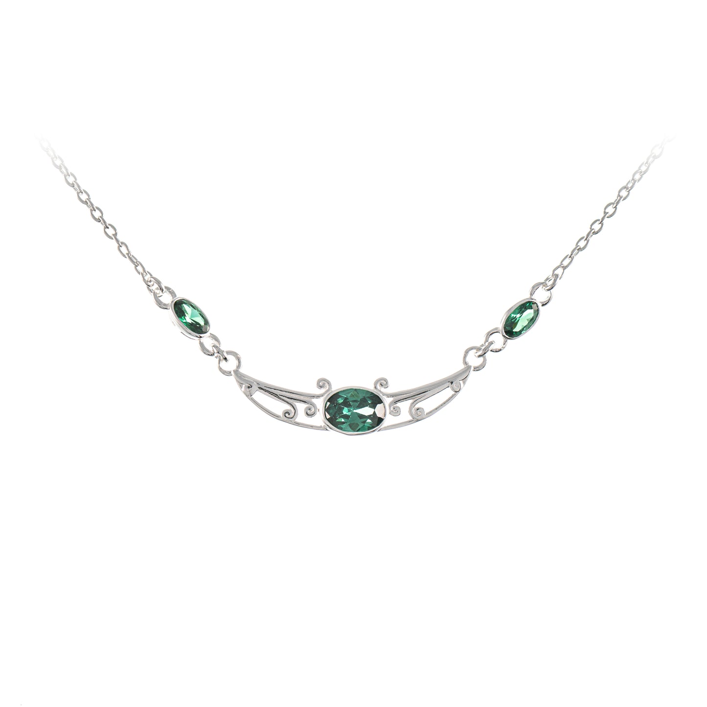 Collier 925 Silber Zirkonia gruen