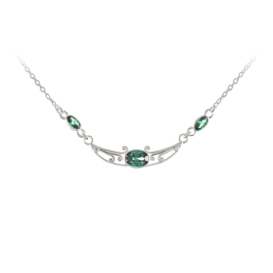 Collier 925 Silber Zirkonia gruen