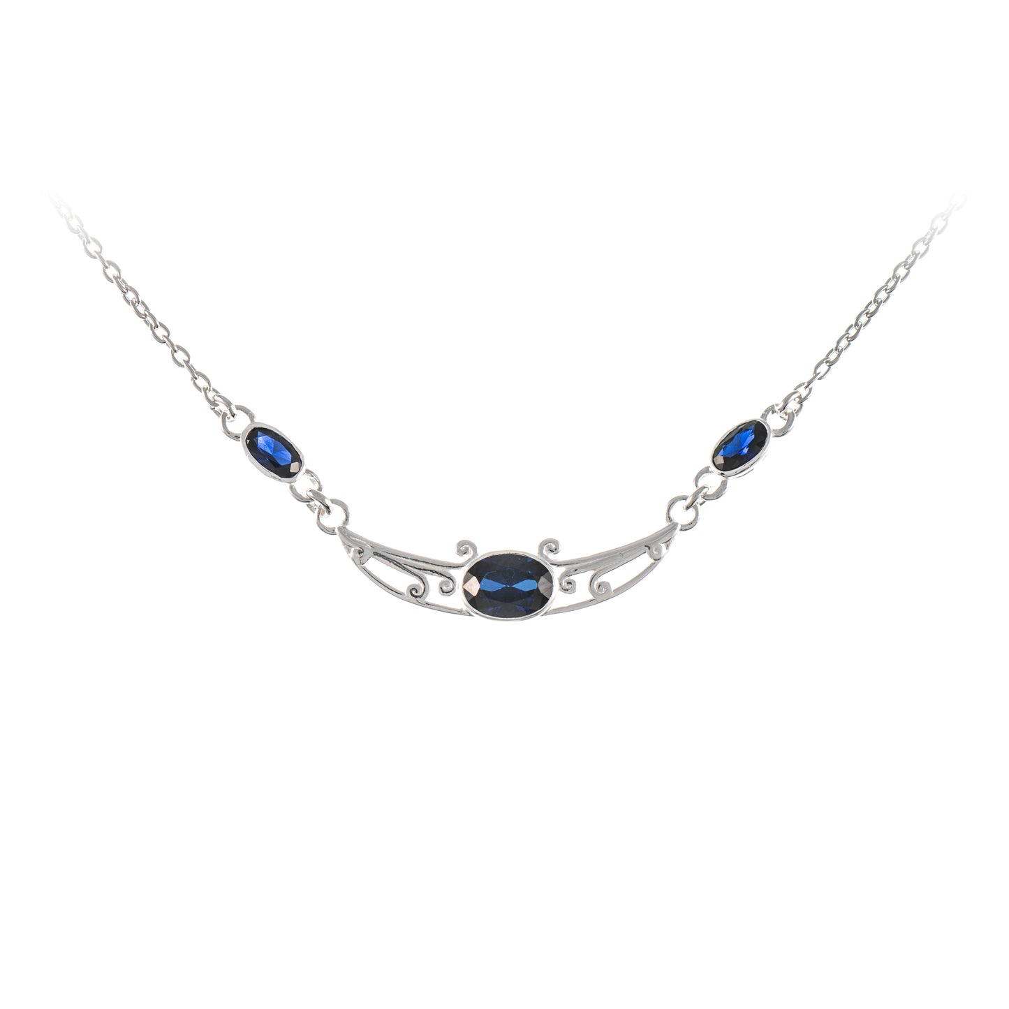 Collier 925 Silber Zirkonia blau