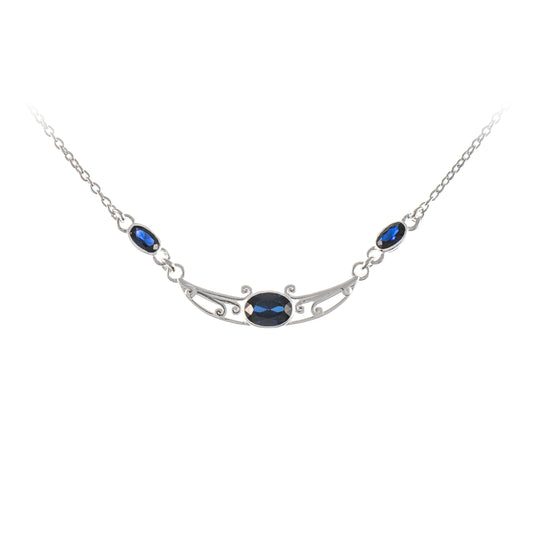 Collier 925 Silber Zirkonia blau