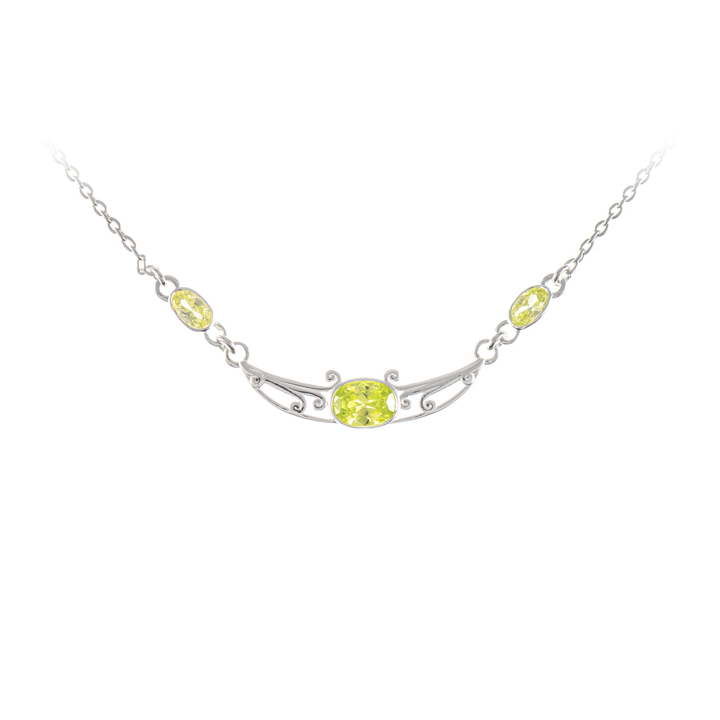 Collier 925 Silber Zirkonia hellgruen