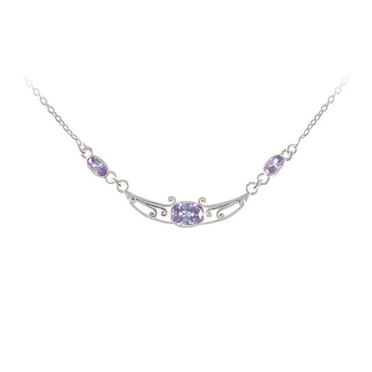 Collier 925 Silber Zirkonia flieder