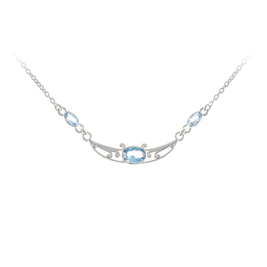 Collier 925 Silber Zirkonia hellblau