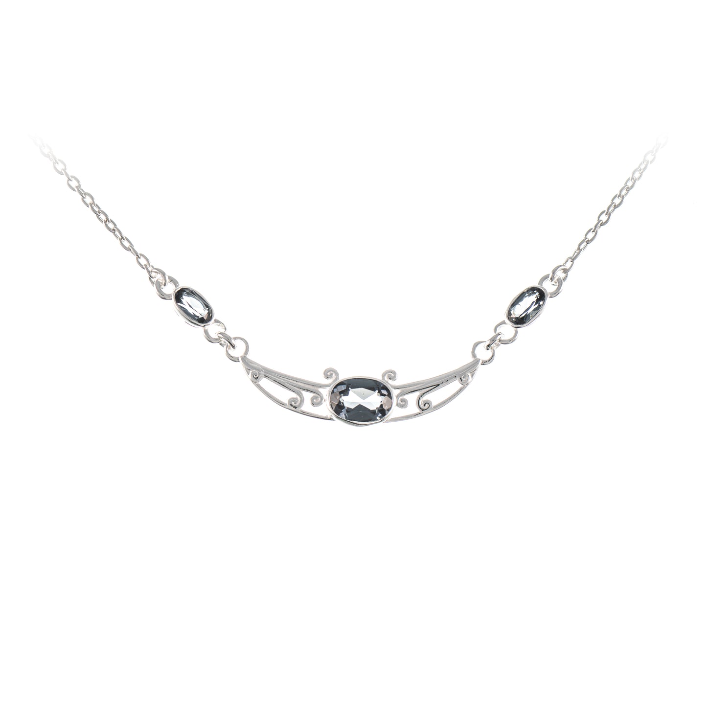 Collier 925 Silber Zirkonia anthrazit