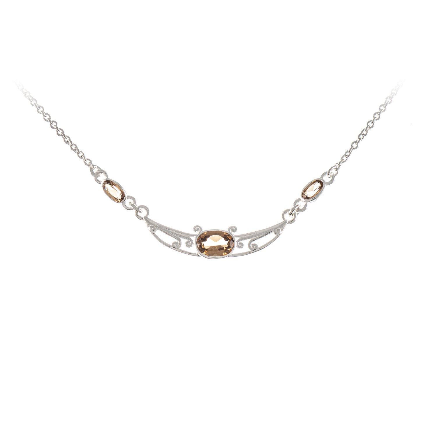 Collier 925 Silber Zirkonia cognac