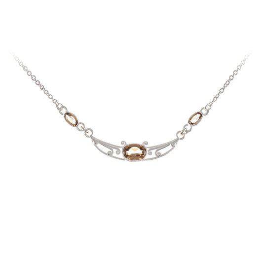 Collier 925 Silber Zirkonia cognac