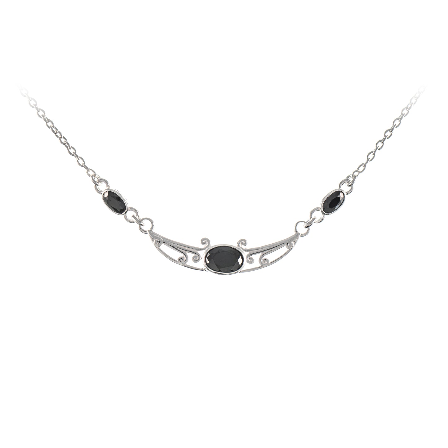 Collier 925 Silber Zirkonia schwarz