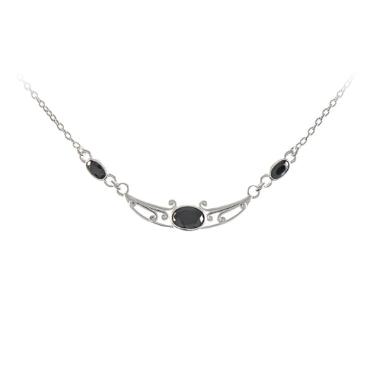 Collier 925 Silber Zirkonia schwarz