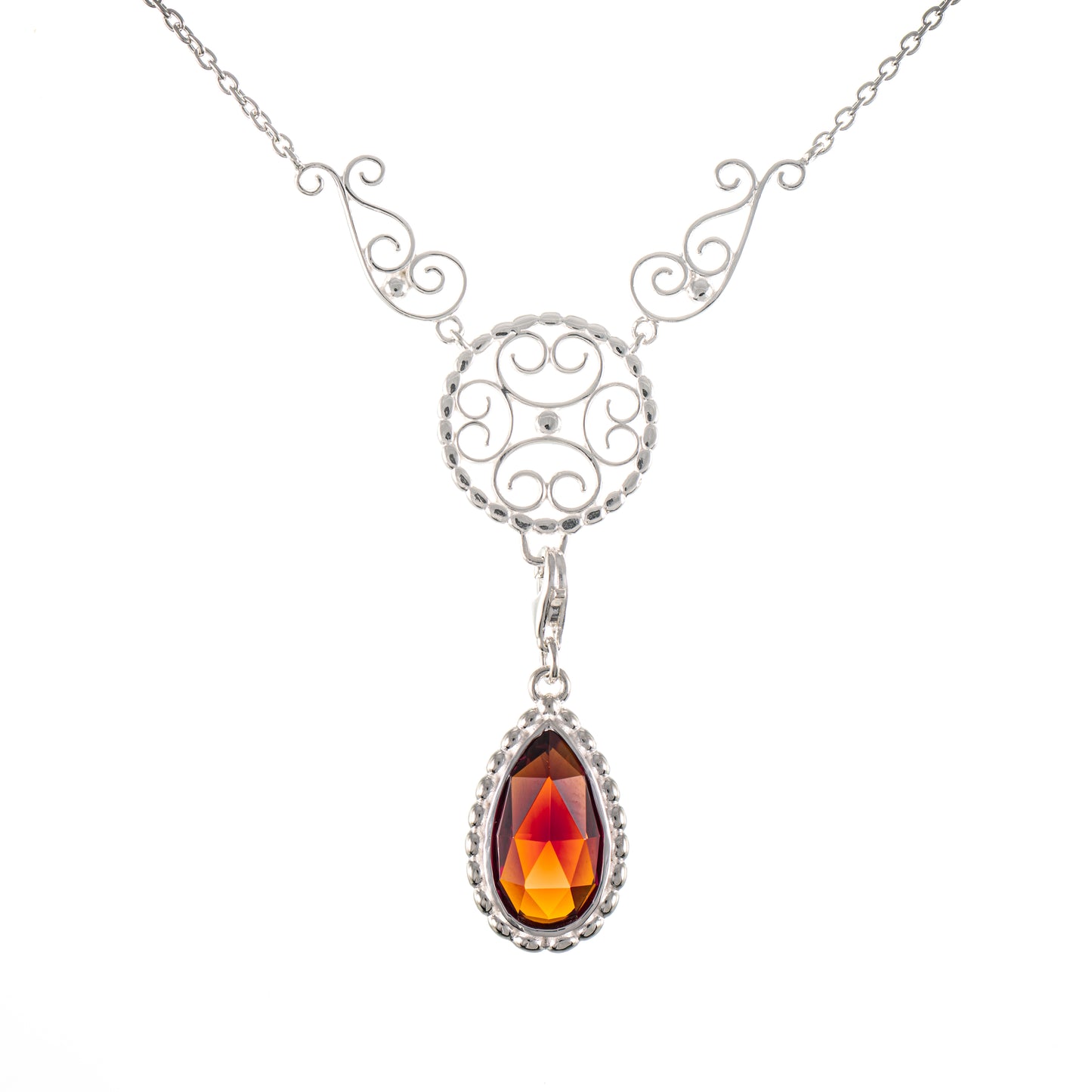 Collier Signature 925 Silber mit wechselbarem Stein rot