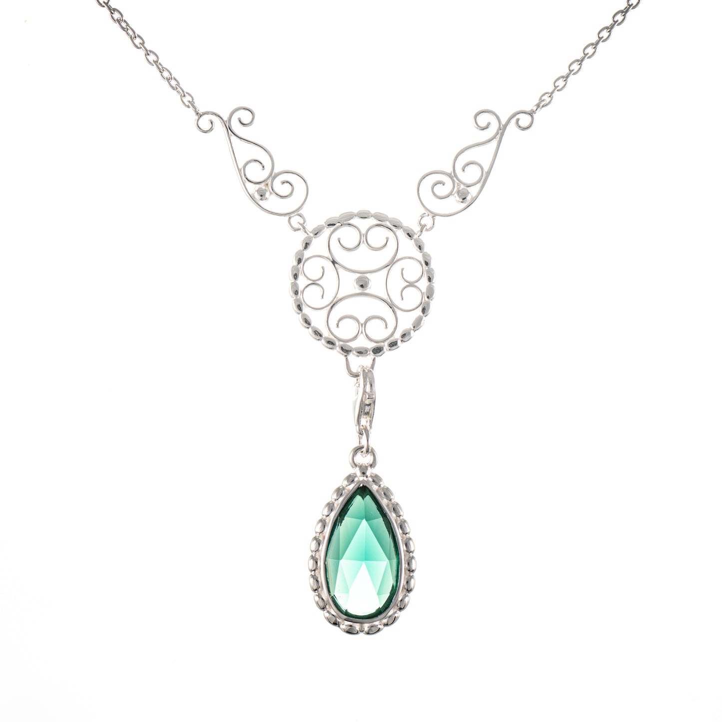 Collier Signature 925 Silber mit wechselbarem Stein gruen