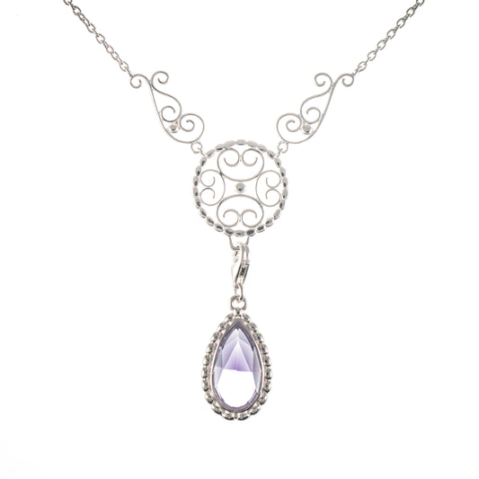 Collier Signature 925 Silber mit wechselbarem Stein flieder