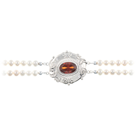 Collier Choker 925 Silber Zirkonia rot Perle