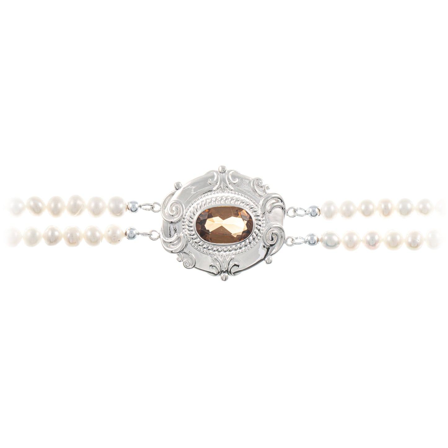 Collier Choker 925 Silber Zirkonia cognac Perle