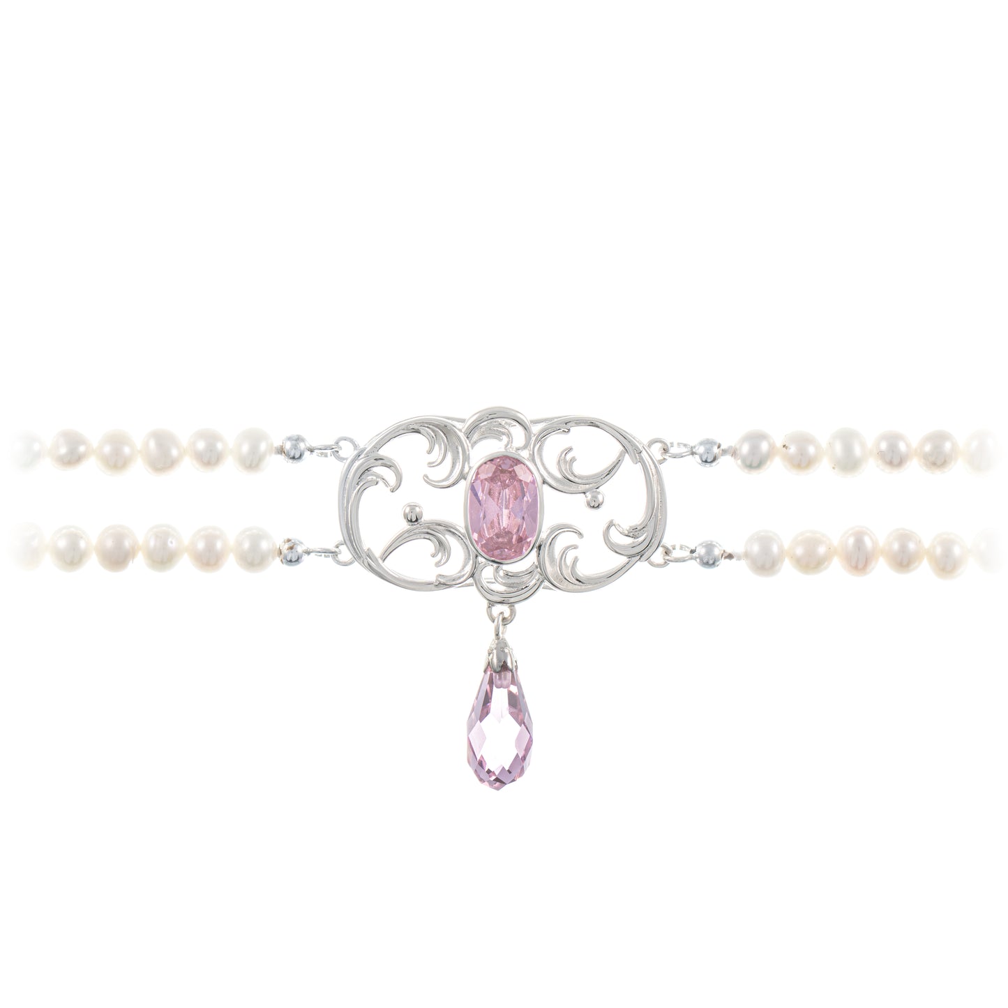 Collier Choker 925 Silber Zirkonia rosa Perle