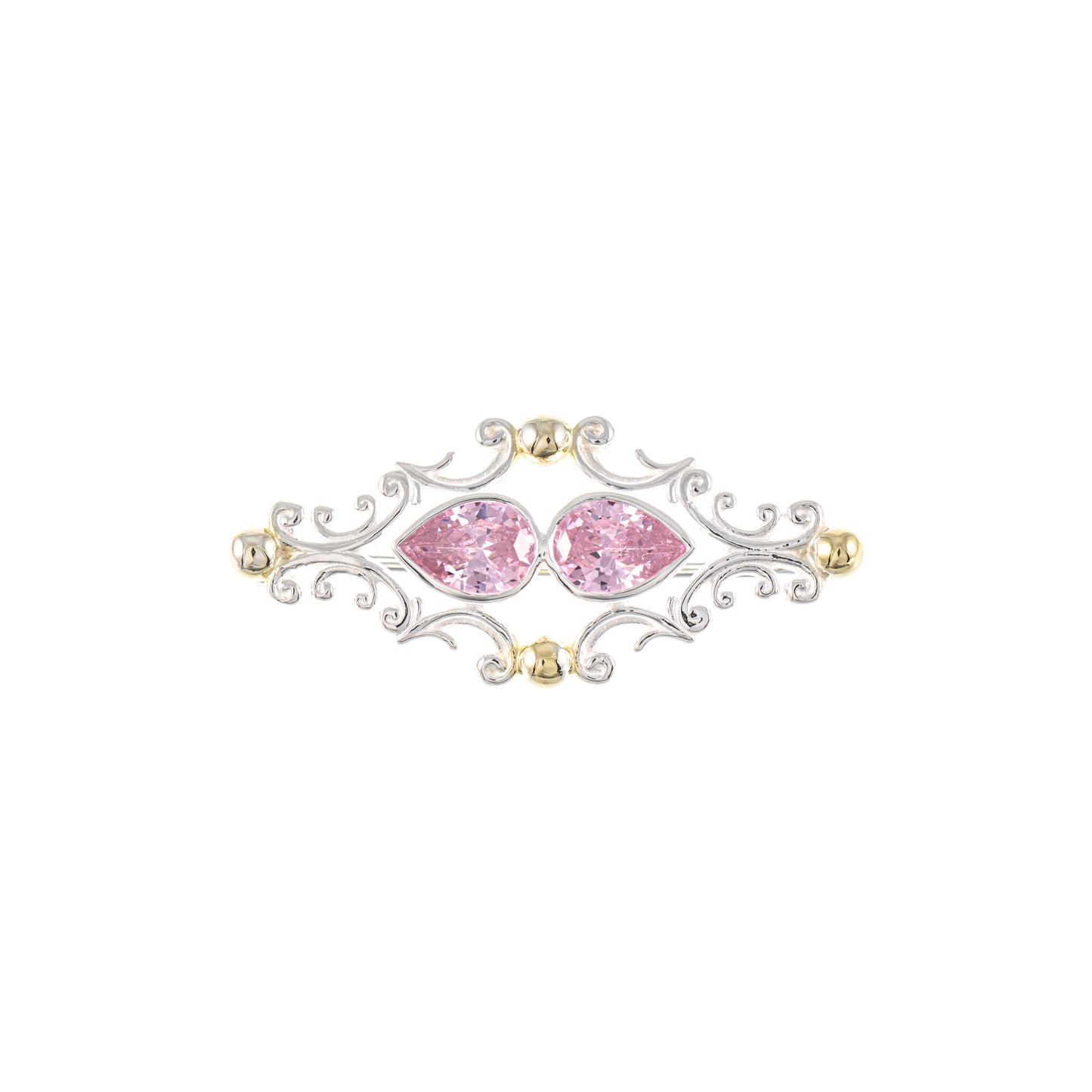 Brosche 925 Silber teilvergoldet Zirkonia rosa