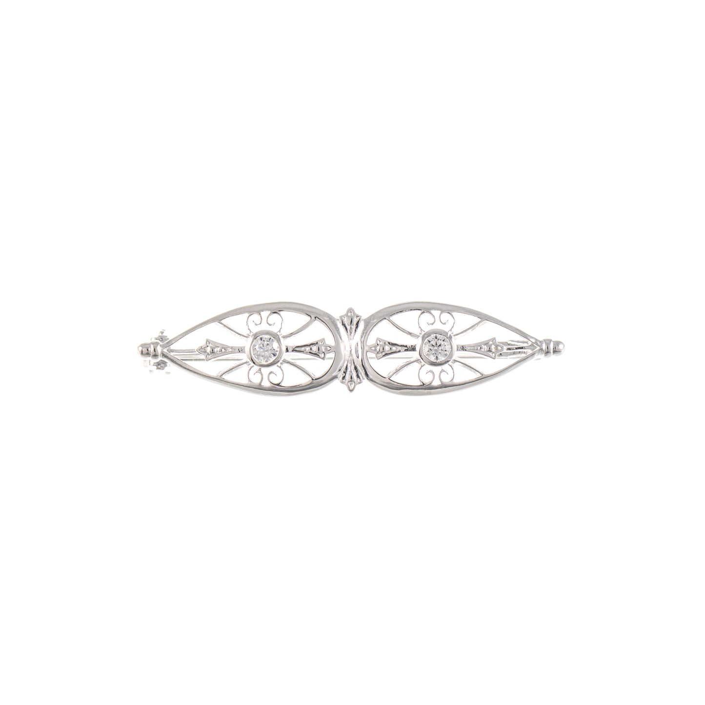 Brosche 925 Silber Zirkonia weiss