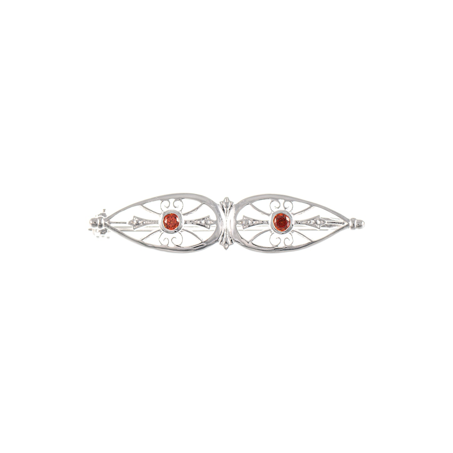Brosche 925 Silber Zirkonia rot