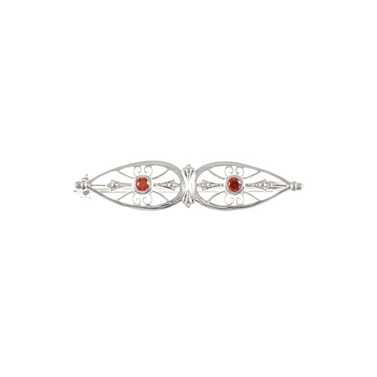 Brosche 925 Silber Zirkonia rot