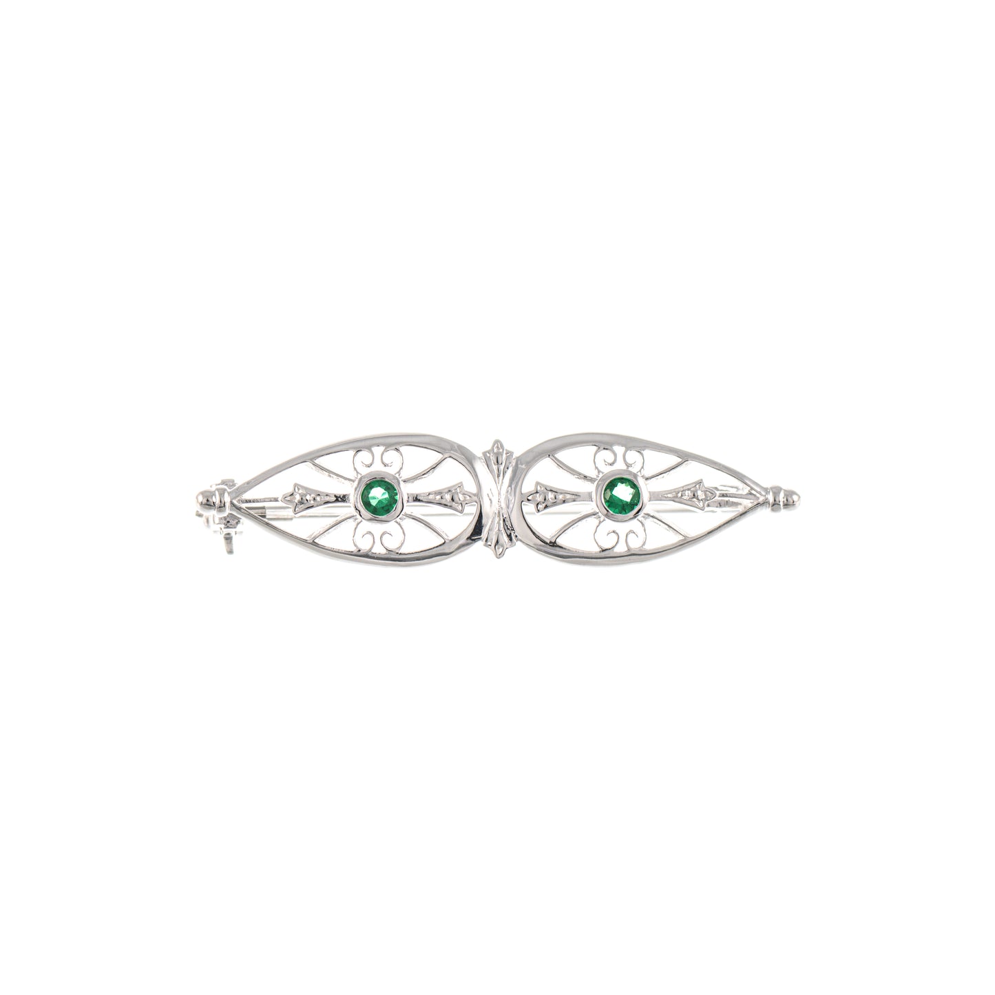 Brosche 925 Silber Zirkonia gruen
