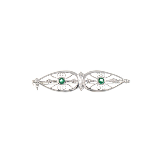 Brosche 925 Silber Zirkonia gruen