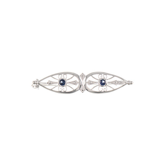Brosche 925 Silber Zirkonia blau