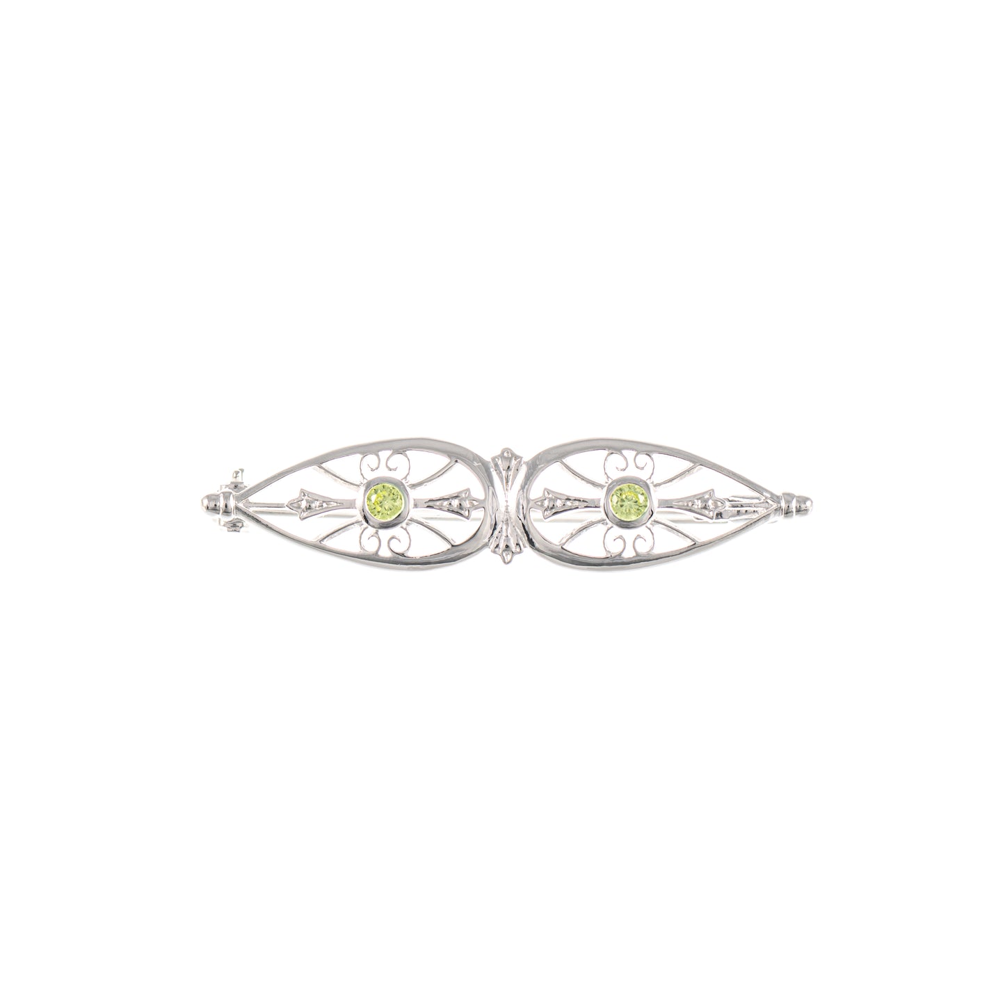 Brosche 925 Silber Zirkonia hellgruen