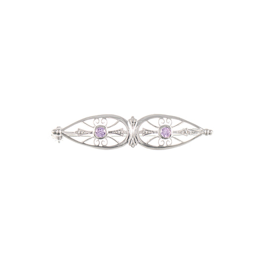 Brosche 925 Silber Zirkonia flieder
