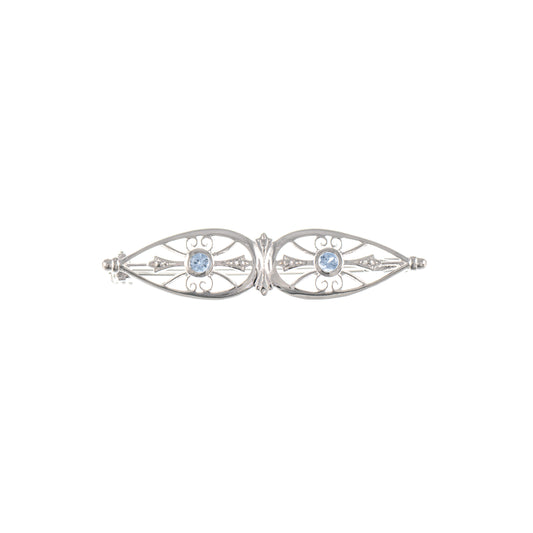 Brosche 925 Silber Zirkonia hellblau