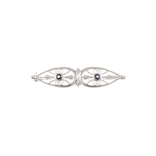 Brosche 925 Silber Zirkonia anthrazit