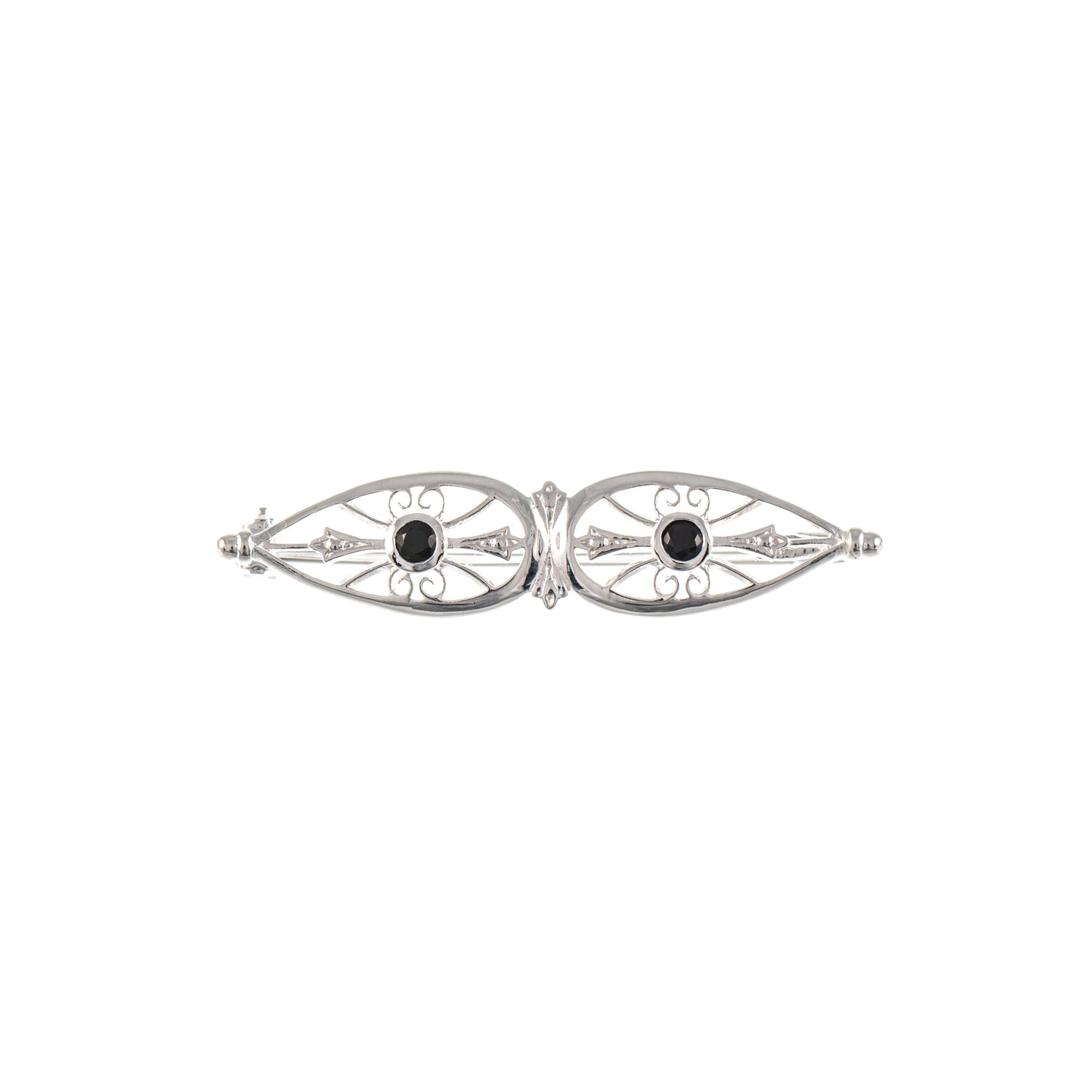 Brosche 925 Silber Zirkonia schwarz