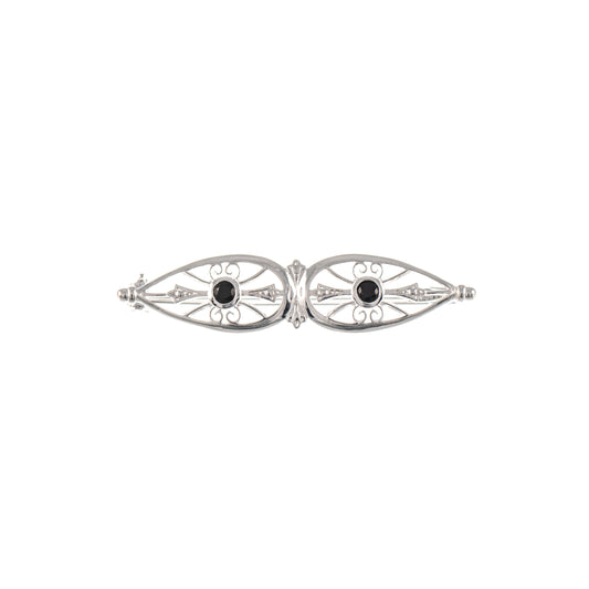 Brosche 925 Silber Zirkonia schwarz